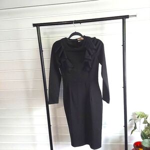 Grace Karen black full sleeve flutter pencil dress